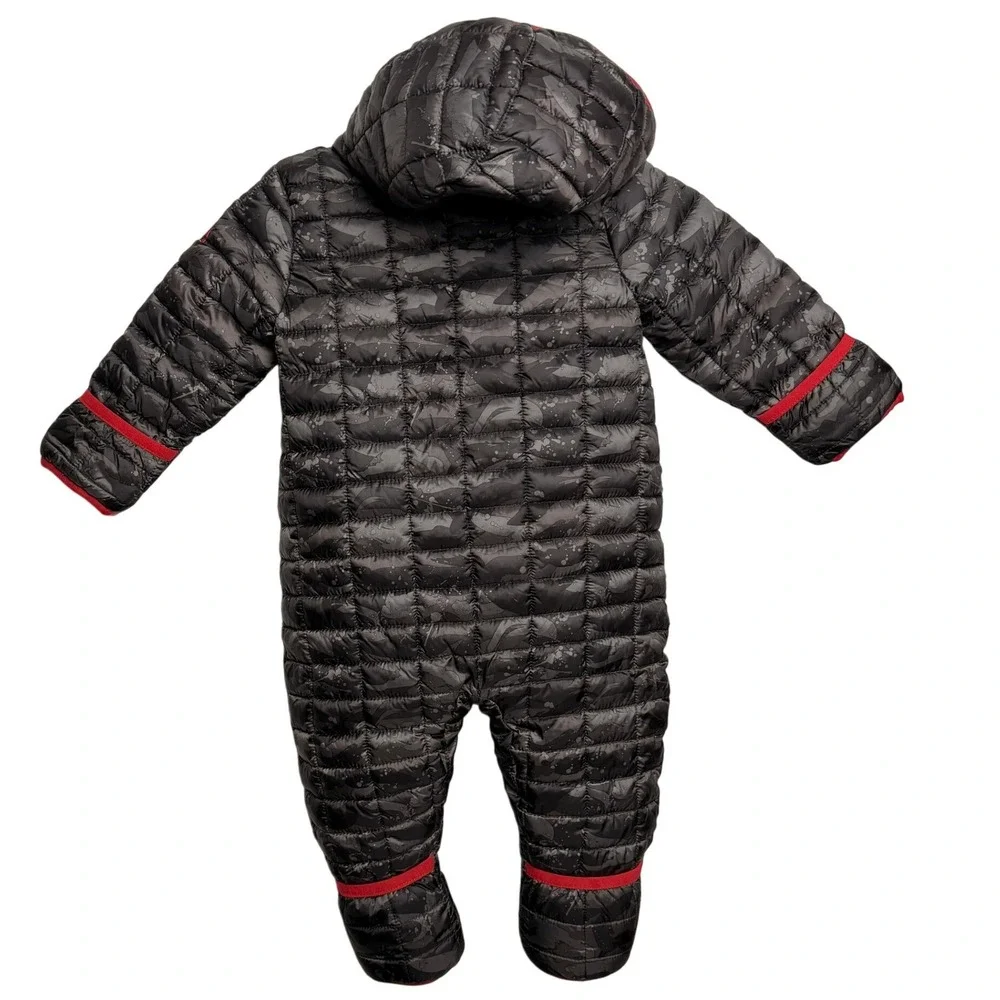 Snozu Kids Camo Puffer Bunting Snowsuit 18M Gray Red Hooded Fleece Lined Warm